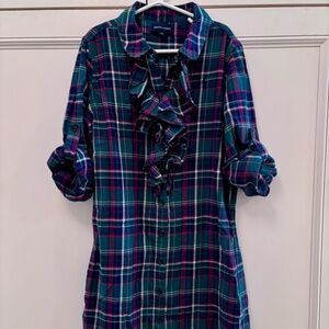 ralph lauren plaid ruffle shirt dress girls  size 14